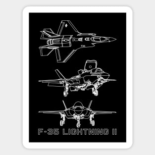 F-35 Lightning II American Stealth Fighter Plane Blueprint Diagram Gift Magnet